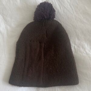 Coal Brown Knit Pom Beanie